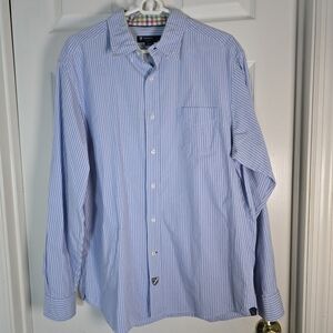 Cremieux Men's Blue‎ Striped Buttin Down Shirt L